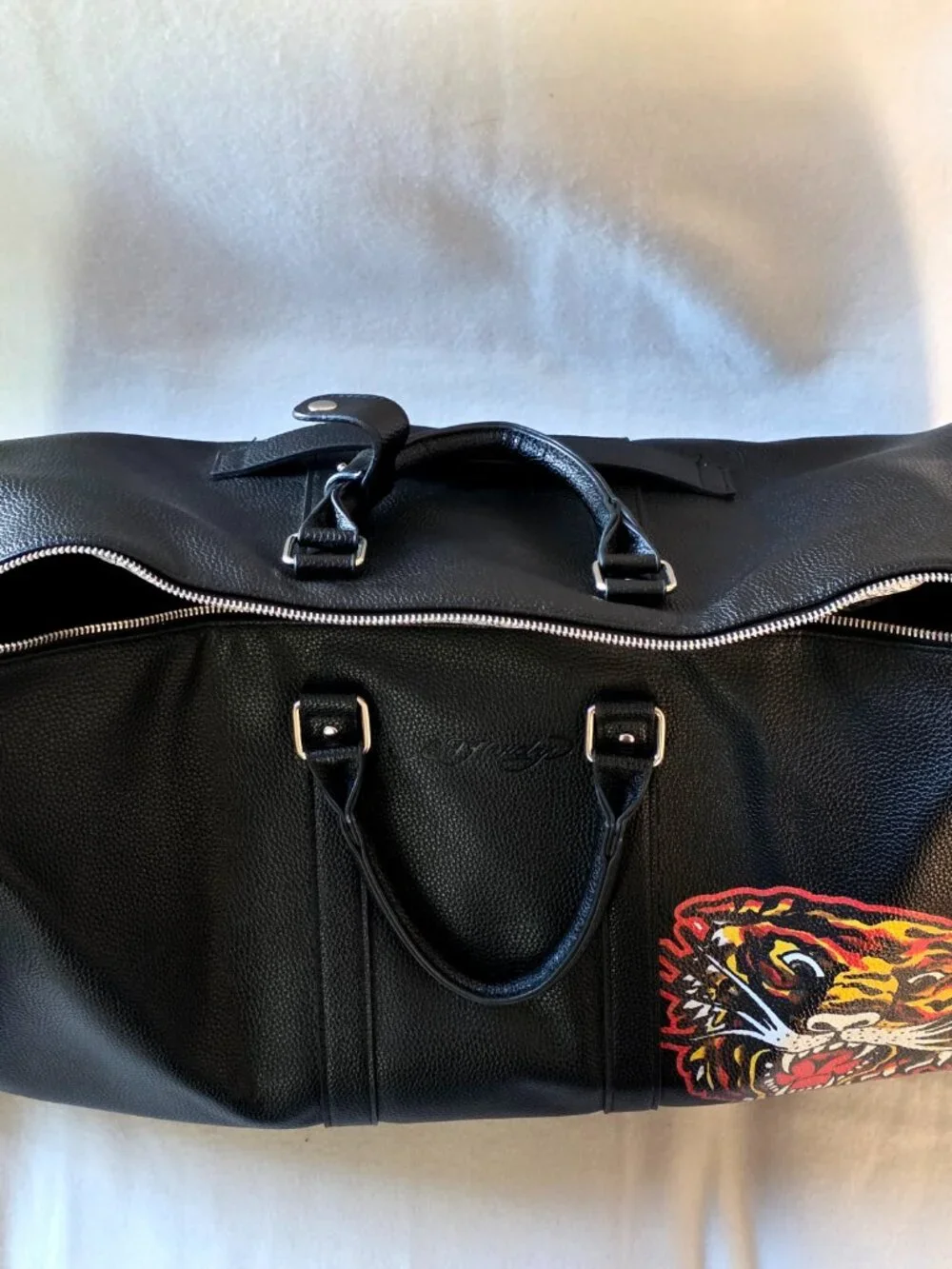ED HARDY Roaring Tiger Black Duffle Weekend Travel Bag Shoulder Carry-On